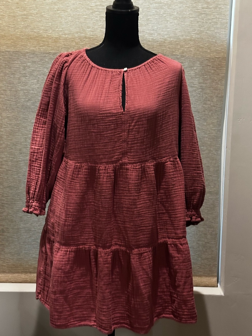 Velvet By Graham and Spencer  Women's Tiered Gauze Dress in Dusty Pink